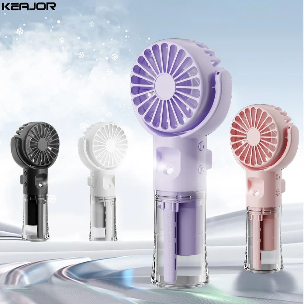 Ventilateur de brouillard d'eau portable, mini ventilateur de détermination, chargement USB, vaporisateur de cou frontal à 4 vitesses, petit ventilateur personnel portable