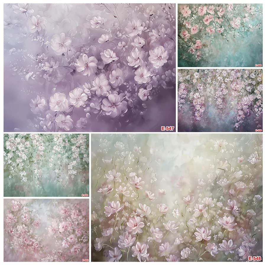 Peinture à l'huile fleurs décors abstrait Floral nouveau-né femme enceinte Portrait bébé douche fond Art Photo photographie