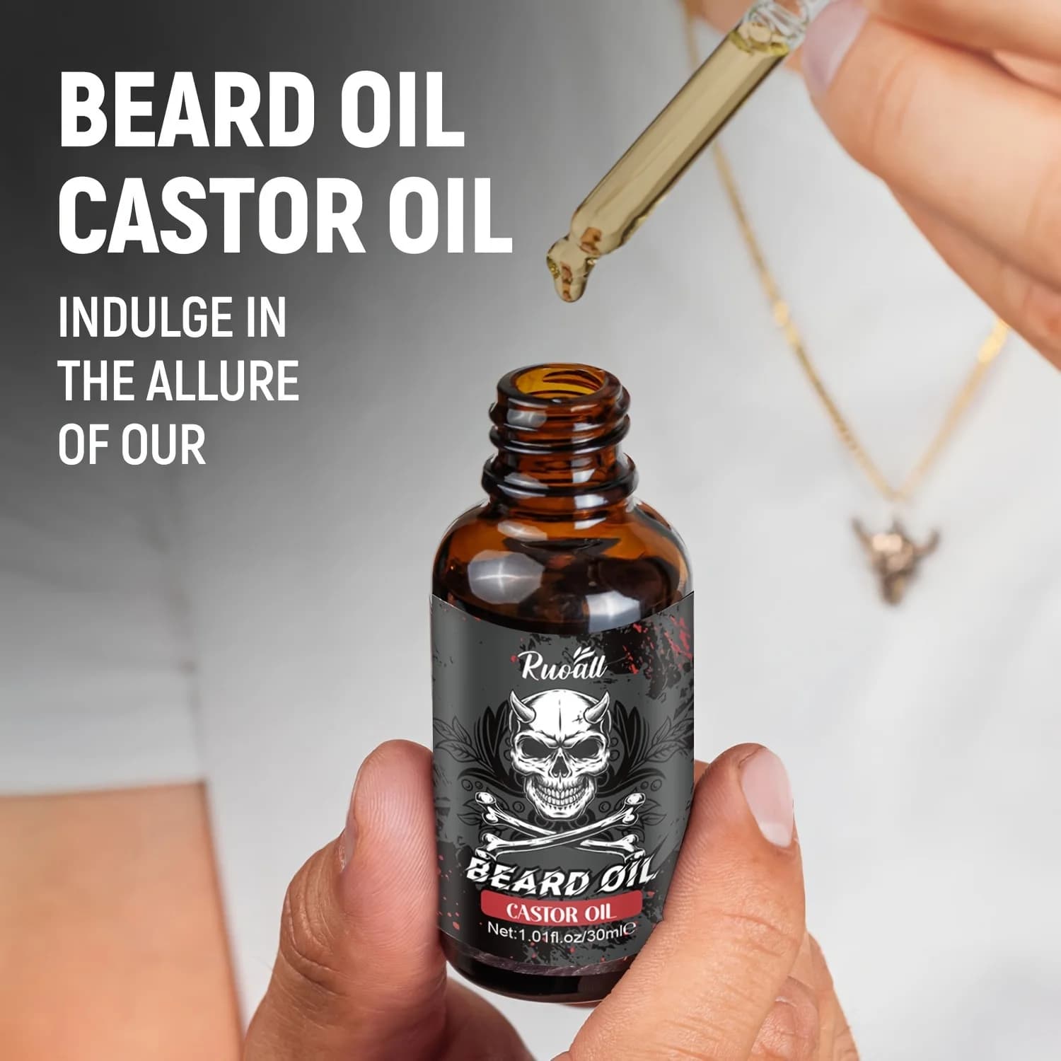 Huile essentielle de barbe riche en huile de ricin, croissance de la barbe et toilettage adoucir nourrir soin de la barbe rouleau longueur d'aiguille inférieure à 0,25 mm