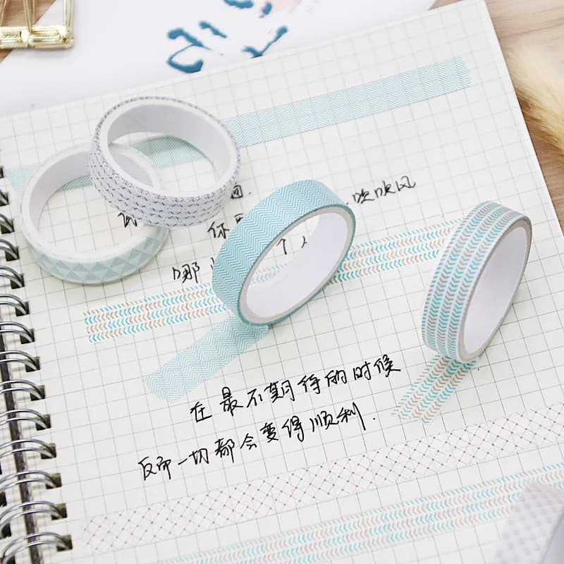 Lot de 5 rouleaux de ruban Washi géométrique rétro