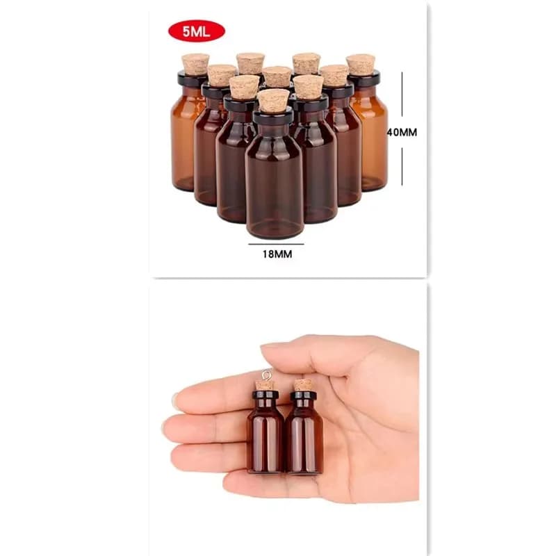 Petites bouteilles en verre ambré avec bouchons en liège