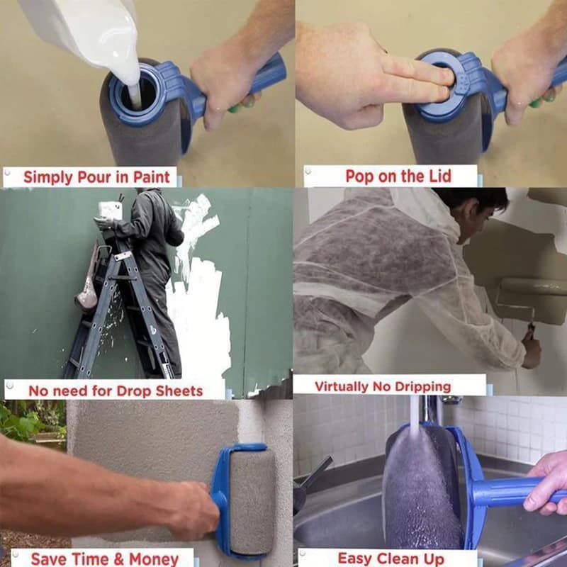 8 pièce/ensemble rouleau de peinture multifonctionnel brosse d'angle poignée outils rouleau de peinture murale bricolage ménage facile à utiliser pinceaux de peinture