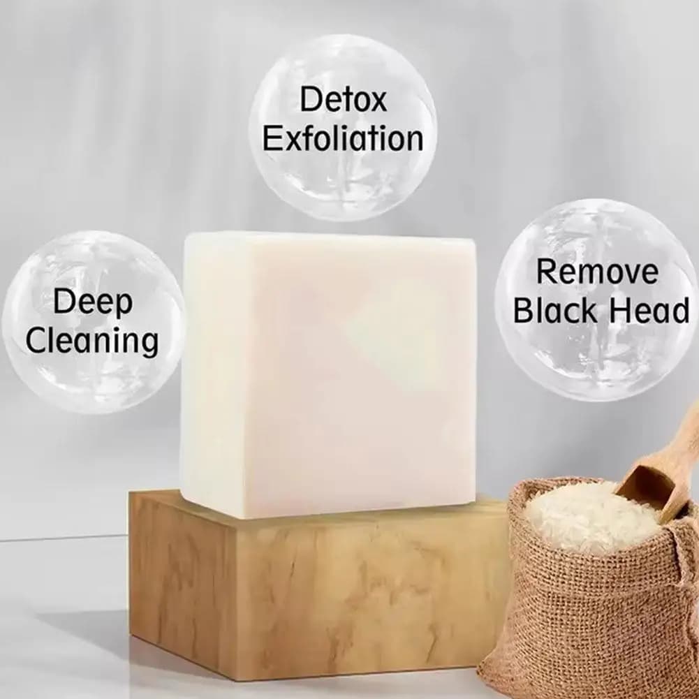 Savon au Lait de Riz Original en Gros, Savon Artisanal au Lait de Riz Hydratant et Contrôle du Sébum pour le Corps et le Visage, 1/2/3 PIÈCES