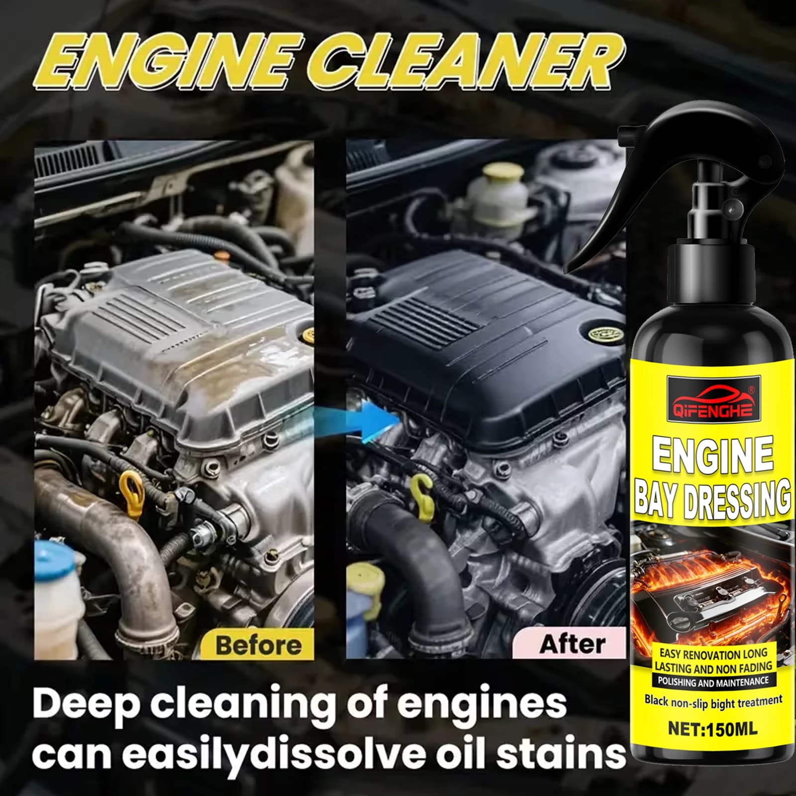 Nettoyant d'entrepôt de moteur de voiture, élimine rapidement les taches d'huile lourde, dégraissant, pulvérisateur de lavage de compartiment moteur, nettoyant de moteur pour voiture Det