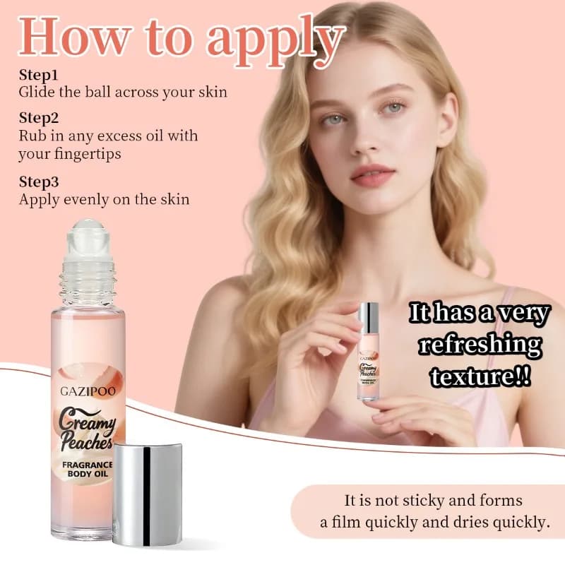 Parfum Roll-On Pêche pour Femme – Tenue Longue Durée, Doux, Frais, Crémeux, Élégant, Premium, Lisse, Captivant, Parfum de Niche