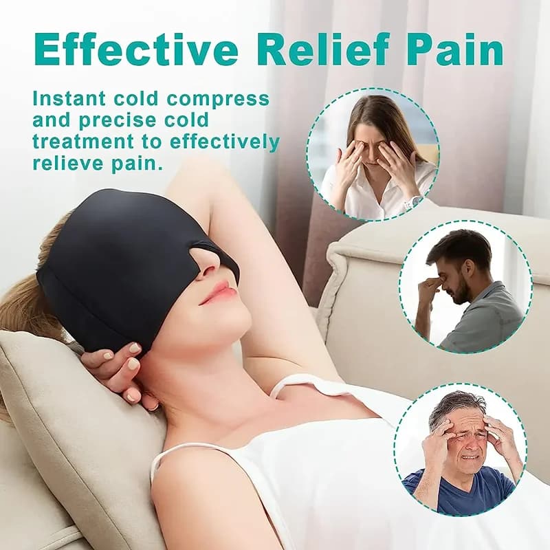 Pack d'enveloppement de tête de glace froide en Gel de Migraine, chapeau de soulagement des maux de tête, compresse, masque facial, outil de sommeil pour la Tension du Stress des Sinus