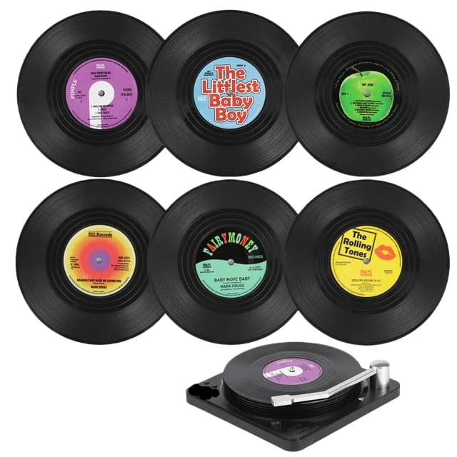 Sous-verres de disque vinyle rétro amusants
