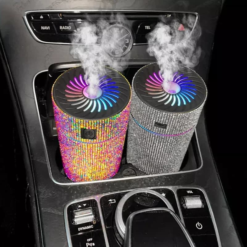Humidificateur diffuseur de voiture en diamant de luxe avec lumière LED, purificateur d'air automatique, diffuseur d'aromathérapie, désodorisant, accessoires de voiture