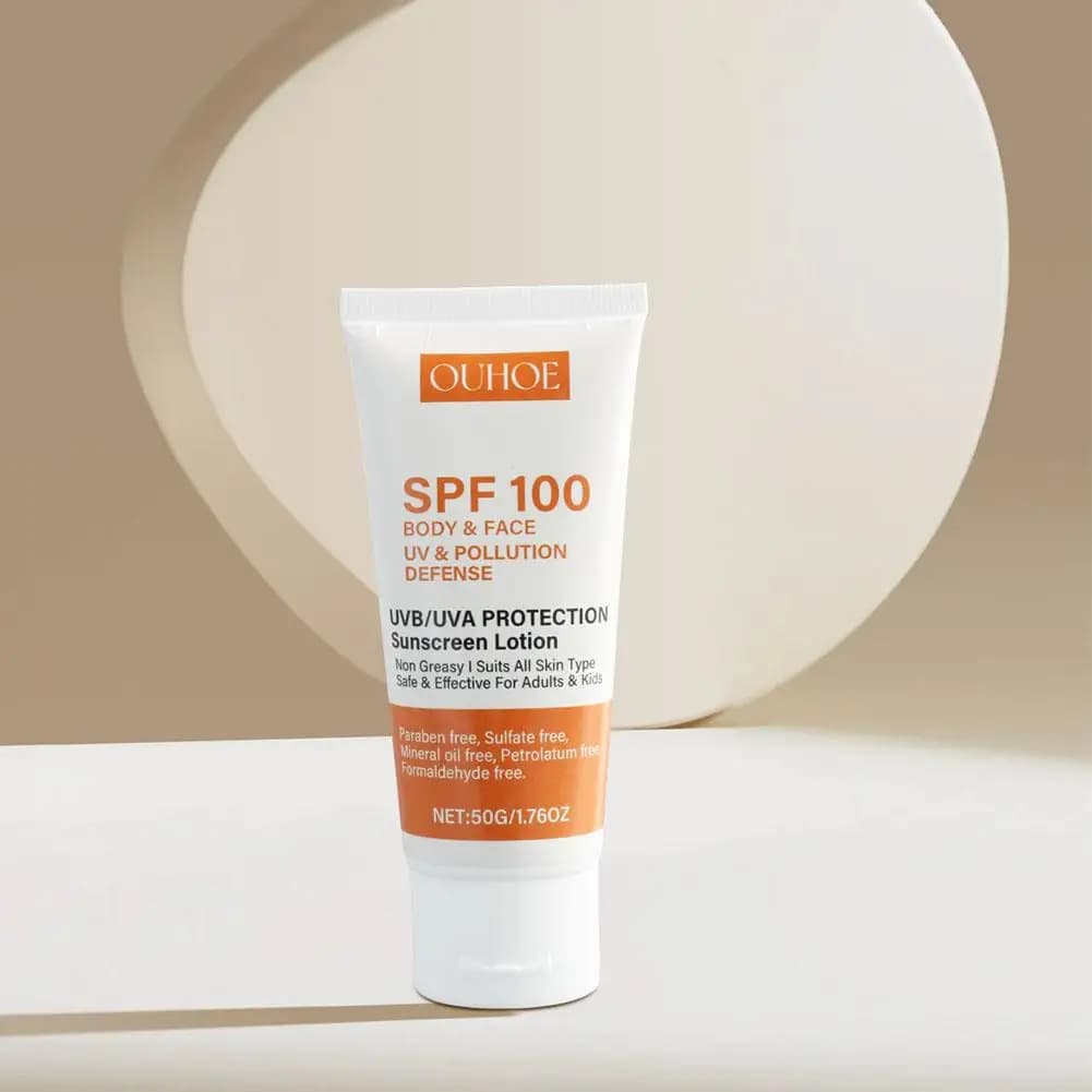 Crème solaire pour le corps Spf100 +, Non grasse, protection UV, contrôle de l'huile, crème solaire hydratante pour le visage, le cou et le corps, Bl B6X9