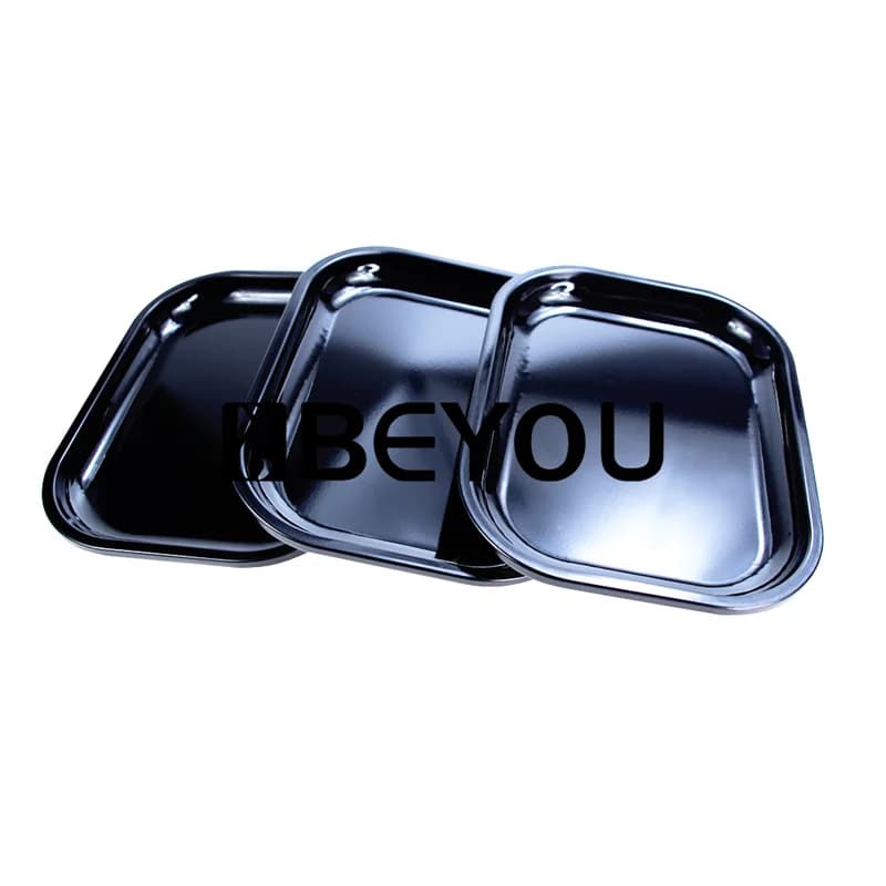 Plateau à rouler personnalisé avec couvercle magnétique 18x14cm blanc et noir, accessoires pour tabac, broyeur, rangement pour papier à cigarettes