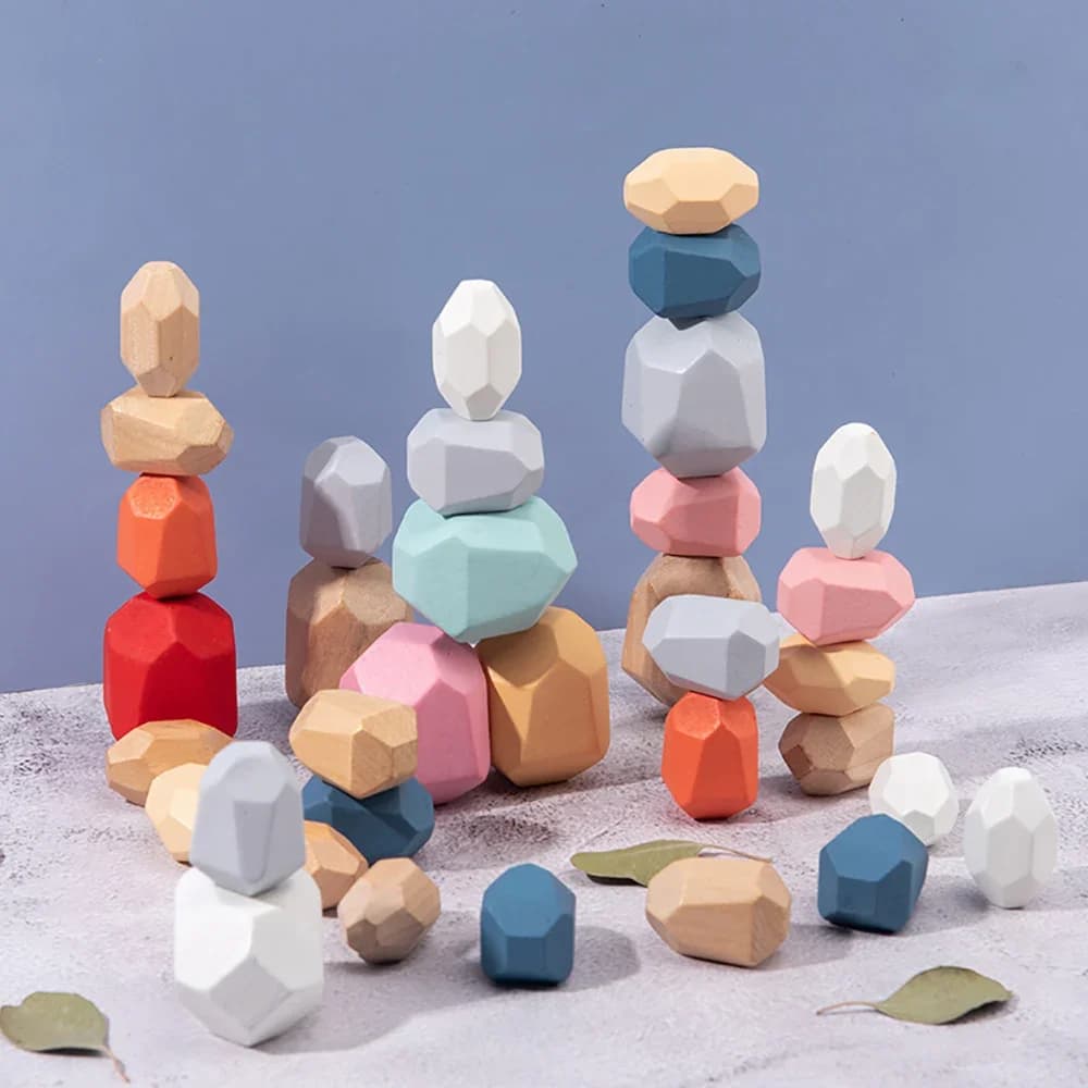 Montessori en bois tri empilage roches pierres sensorielles jouets pour tout-petits