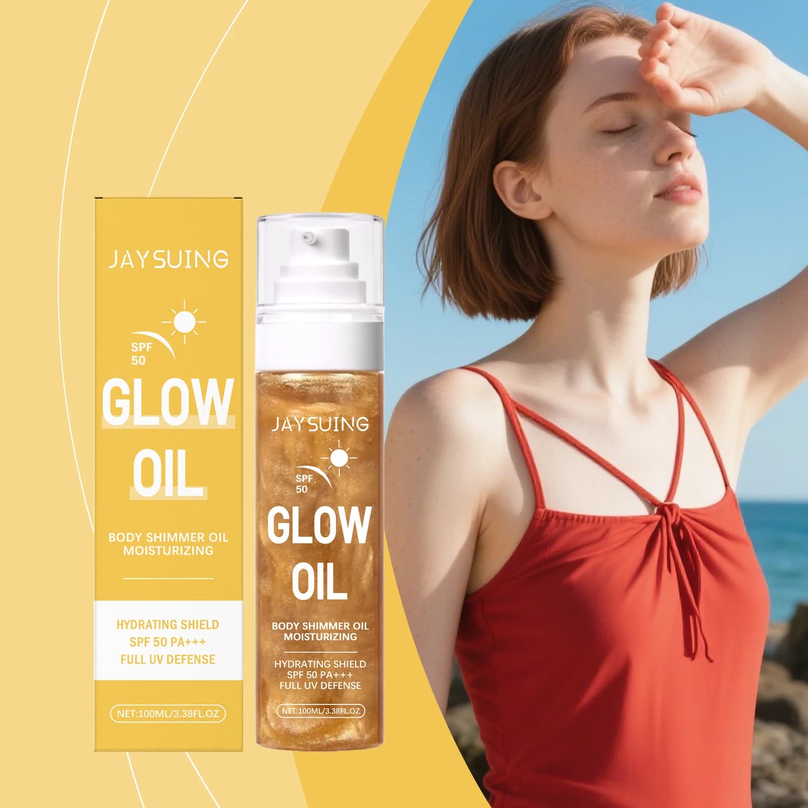 Huile de Protection solaire brillante en noix de coco, réduit les coups de soleil, Protection longue durée, inhibe la Production de la mélanine, huile imperméable et résistante aux UV