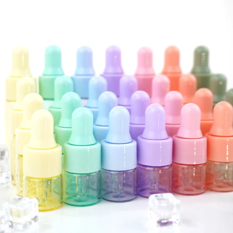 7/30/50/100 pièces Flacons compte-gouttes en verre pour huiles essentielles 5ml, 1ml, 2ml, 3ml, Mini flacon échantillon de voyage Macaron pour sérum de soin de la peau