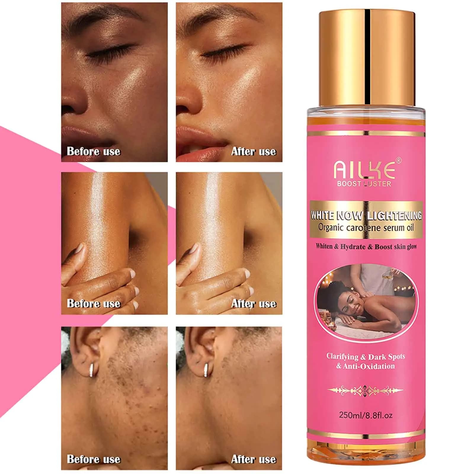 AILKE Sérum de carotène biologique huile corporelle éclaircissante