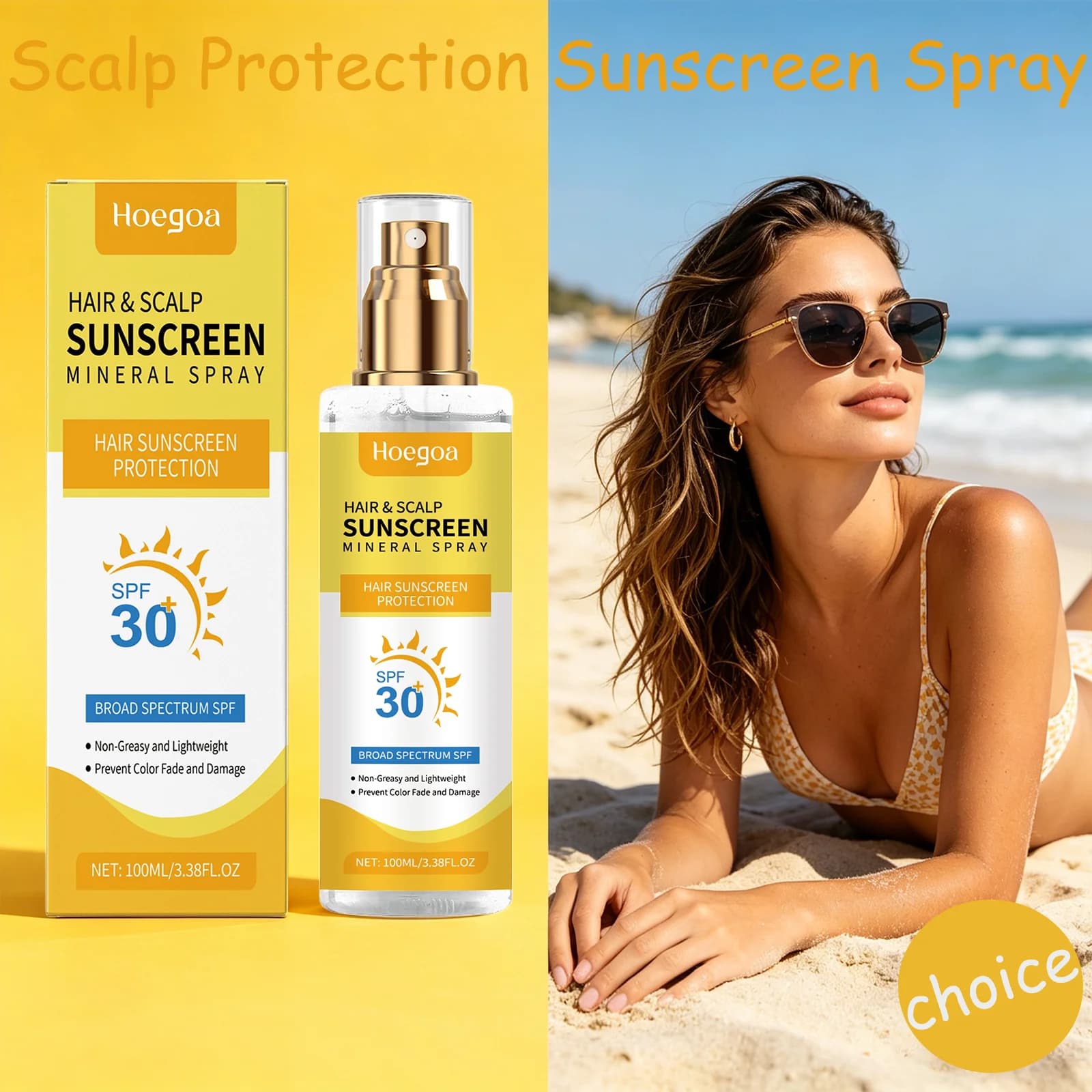 Spray solaire protecteur du cuir chevelu, soin doux, nourrit le cuir chevelu, protection UV, prévient la décoloration des cheveux teints, idéal pour les cheveux secs