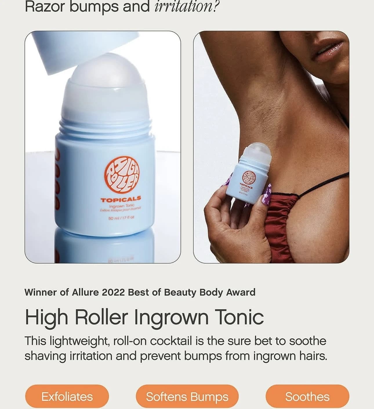 Lotion tonique lissante à l'acide salicylique Topicals High Roller 50 ml