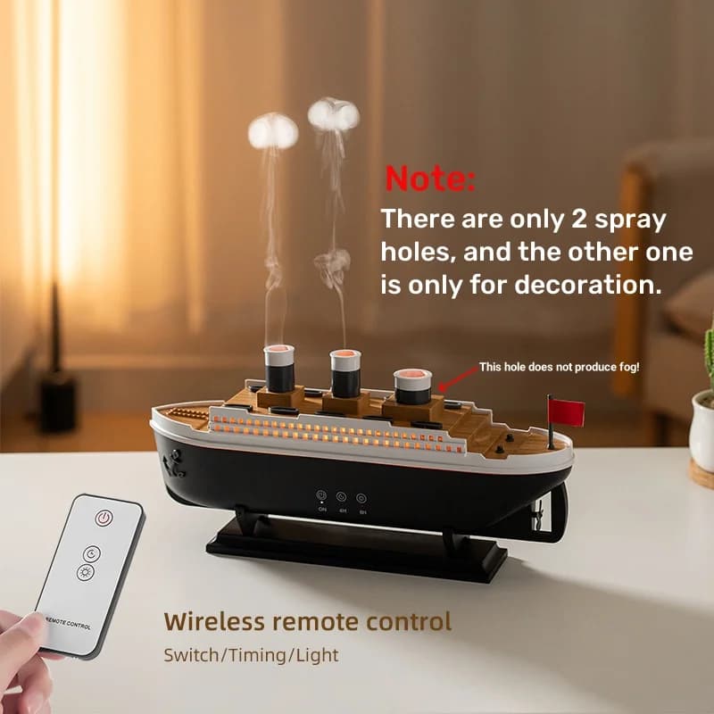 Humidificateur d'air de décoration de modèle de bateau Titanic, diffuseur d'huile essentielle de 250ml, anneau de fumée de méduse, diffuseur d'arôme en Spray pour la maison