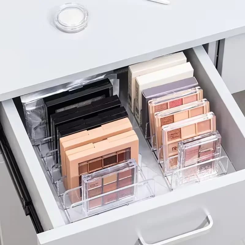 Boîte de rangement de maquillage, étagère de rangement transparente à 7 compartiments, affichage multi-cellules pour cosmétiques, fard à joues, fard à paupières, gain de place, Durable