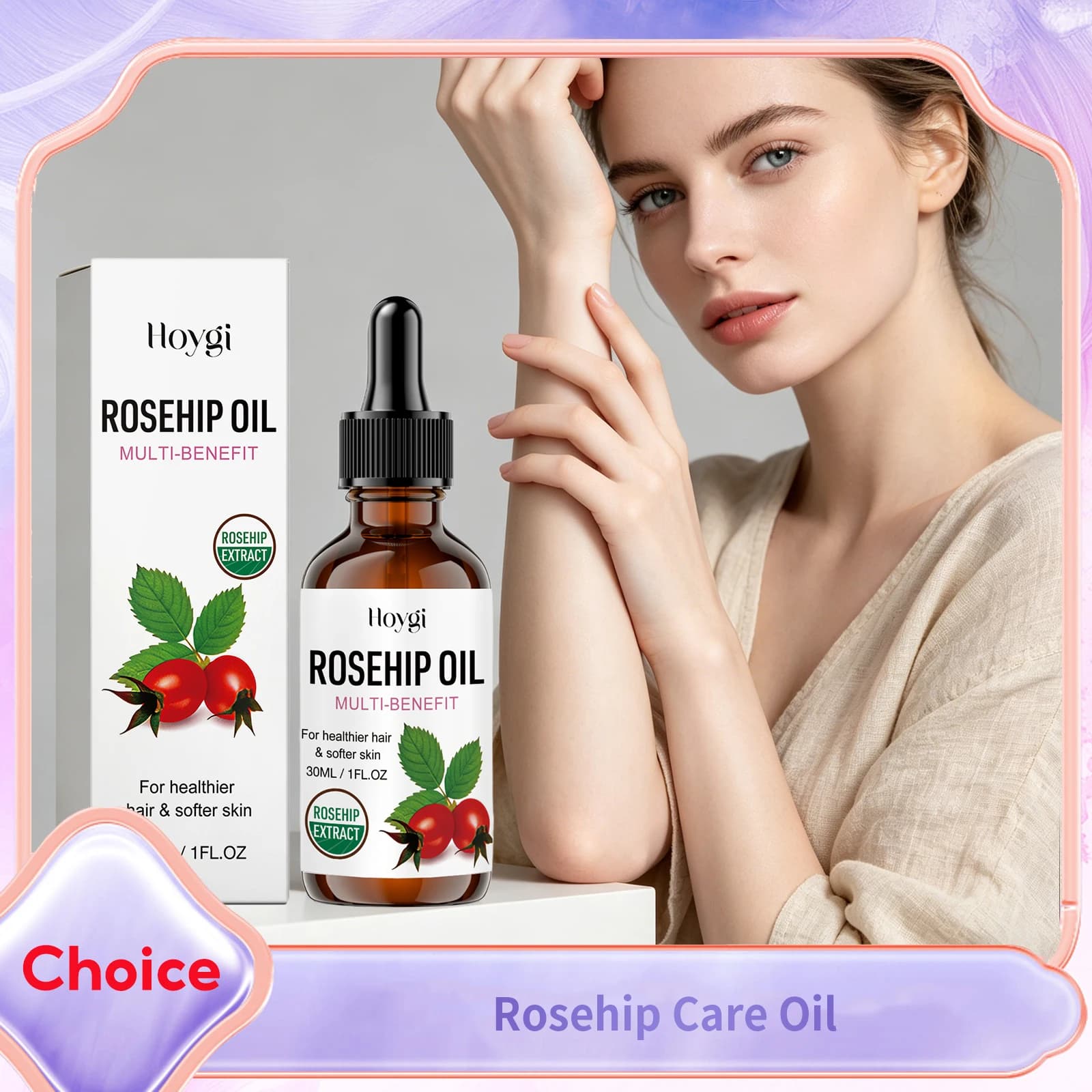 Huile Essentielle Naturelle de Rose Musquée Anti-Âge, Réduit les Rides, Lisse et Raffermit la Peau, Apaise les Peaux Sèches et Rugueuses, Hydrate et Nourrit, Huiles Essentielles pour le Corps
