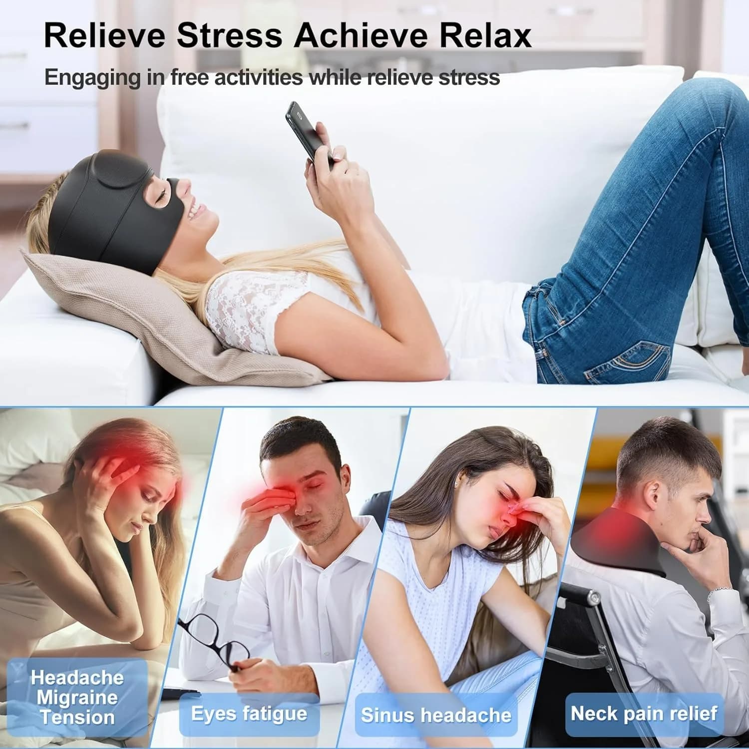Chapeau de soulagement de la Migraine avec masque pour les yeux en Gel, casquette de soulagement des maux de tête, enveloppe de tête de glace, chapeau de thérapie chaude et froide pour les maux de têt