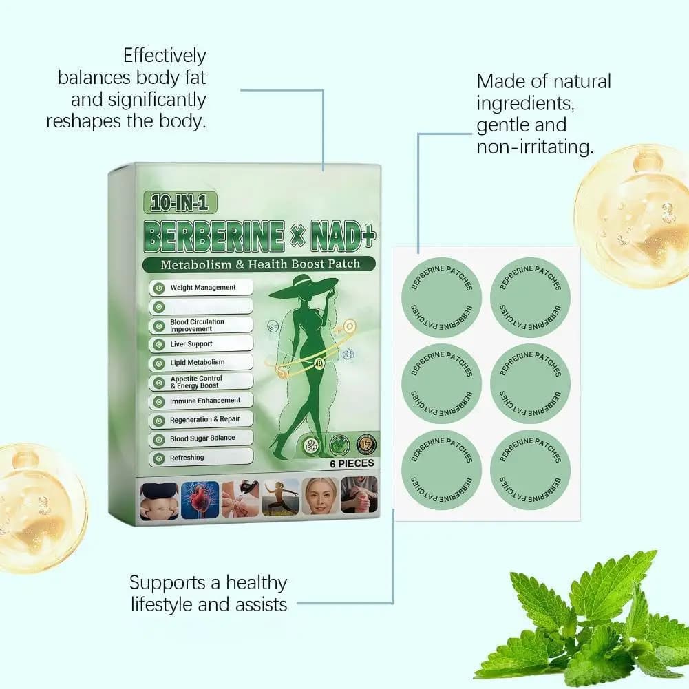Patch Métabolisme Berbérine NAD+ - 6 Pièces - Équilibre Glycémique & Soutien Immunitaire