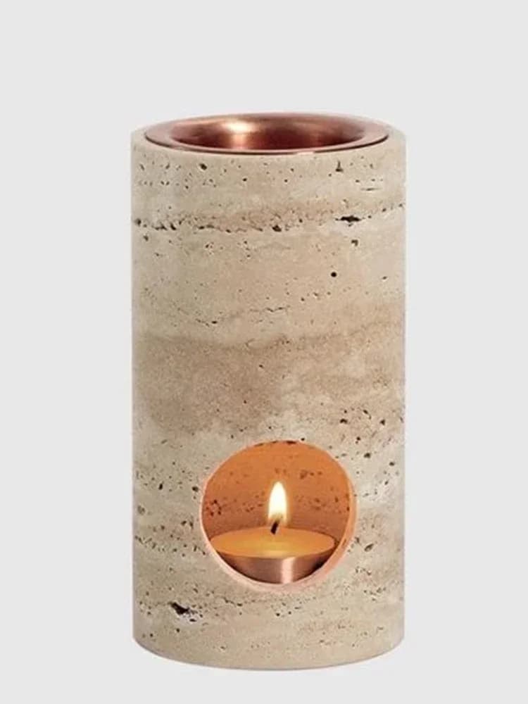 Diffuseur d'huiles essentielles en pierre de travertin beige turc personnalisé