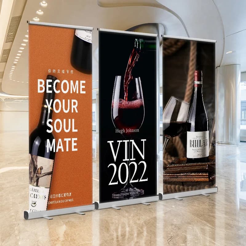 Support de bannière enroulable personnalisé, écran d'affiche de drapeau 80x200cm, alliage d'aluminium de haute qualité avec couverture de conception graphique gratuite