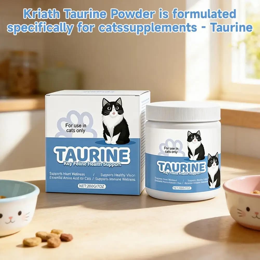 Acide aminé essentiel pour chats, supplément de taurine en poudre, soutient la santé immunitaire et la fonction cardiaque, soins de santé pour chats, 200g