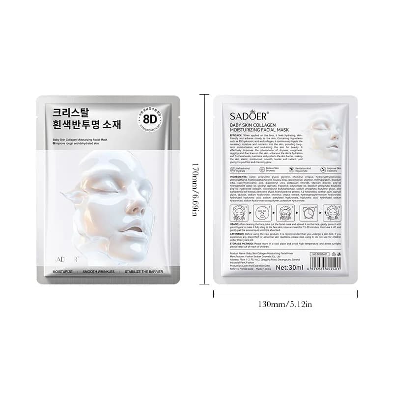 Masque hydratant "Collagen Glow" |   Traitement éclaircissant et hydratant |   Avec collagène marin et acide hyaluronique