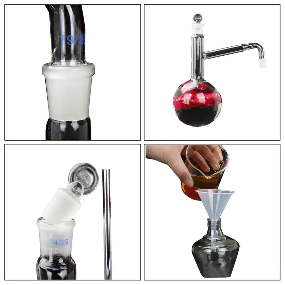 Nouveau Appareil de Distillation d'huile essentielle de laboratoire de 1000ml, distillateur d'eau, purificateur, Kits de verrerie avec tuyau à condensateur d'entonnoir séparatoire
