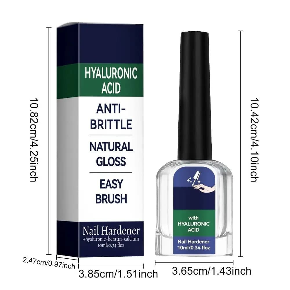 Durcisseur d'ongles 10ml avec acide hyaluronique, huile réparatrice anti-casse, brillance naturelle, application facile au pinceau, outil pour ongles plus forts, pour le soin des ongles