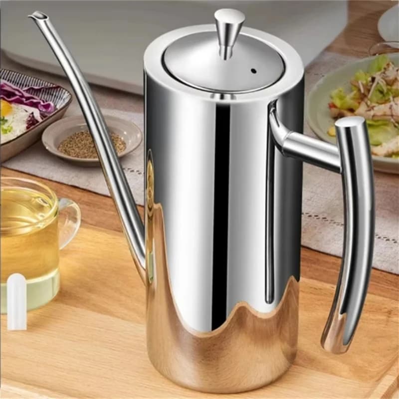 Pot d'huile en acier inoxydable 304, réservoir d'huile de cuisine, Sauce, vinaigre, anti-goutte, anti-poussière, conteneur de stockage d'huile pour stocker des outils de cuisine