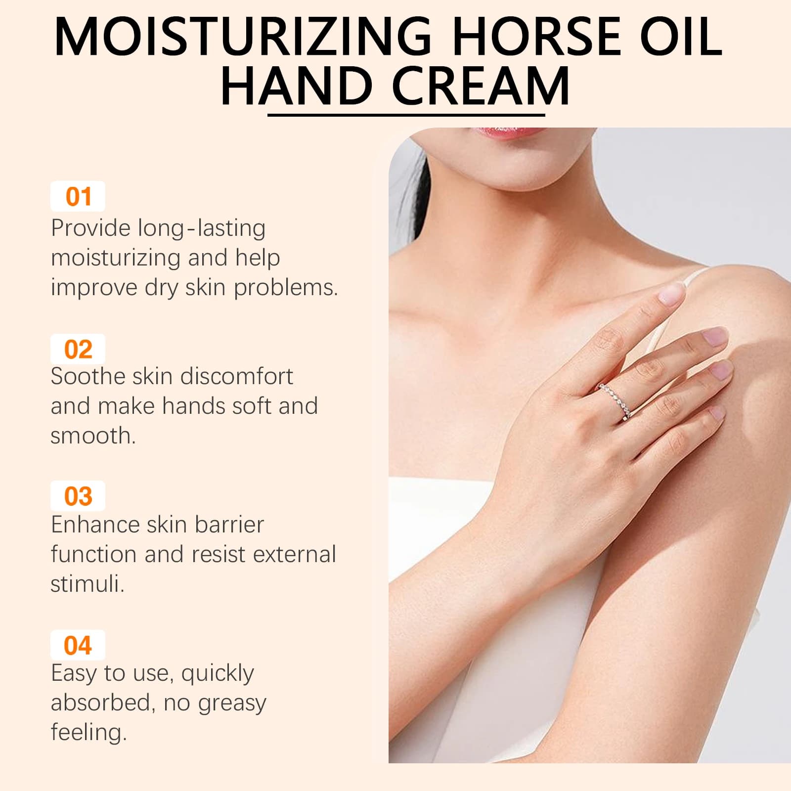 Crème hydratante pour les mains à l'huile de cheval