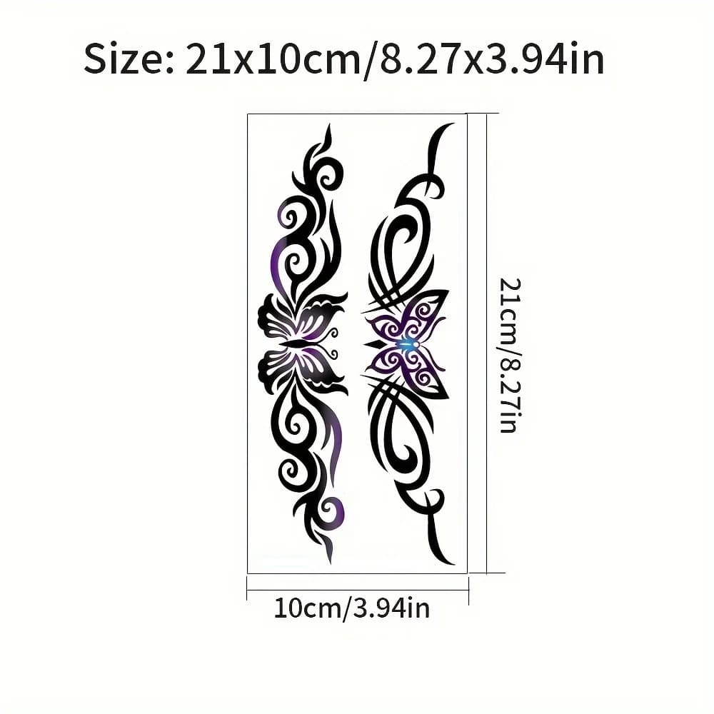 4 feuilles Sexy ventre taille tatouage autocollants femmes couverture cicatrice temporaire tatouage autocollants Tribal fleur papillon jetable tatouage