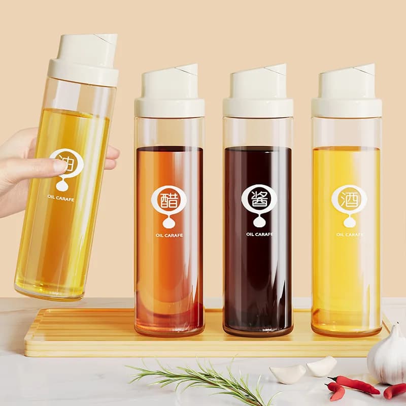 Ensemble de bouteilles d'huile, de sauce soja et de vinaigre pour la cuisine, sans gouttes, réservoir d'huile en verre anti-fuite, ouverture et fermeture automatiques