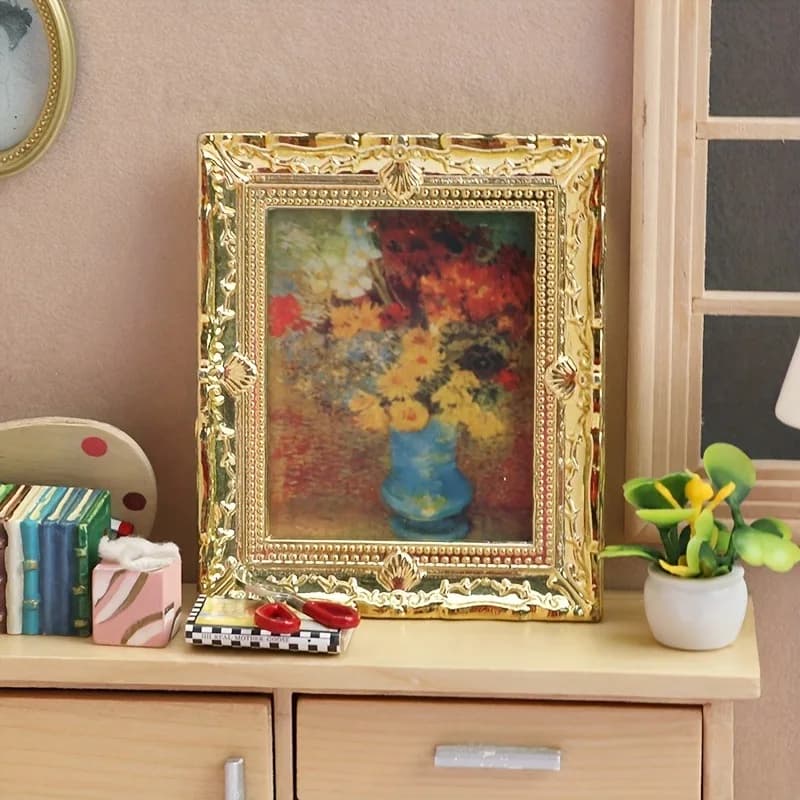 Modèle de cadre de peinture à l'huile miniature, adapté aux dioramas miniatures DIY, aux fresques et aux modèles de meubles pour salons et chambres à coucher