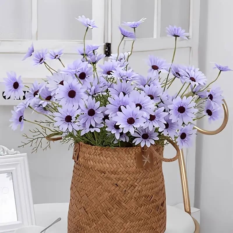 Bouquet de camomille artificielle violette à longue tige, fleurs de printemps et d'été pour la décoration de la maison