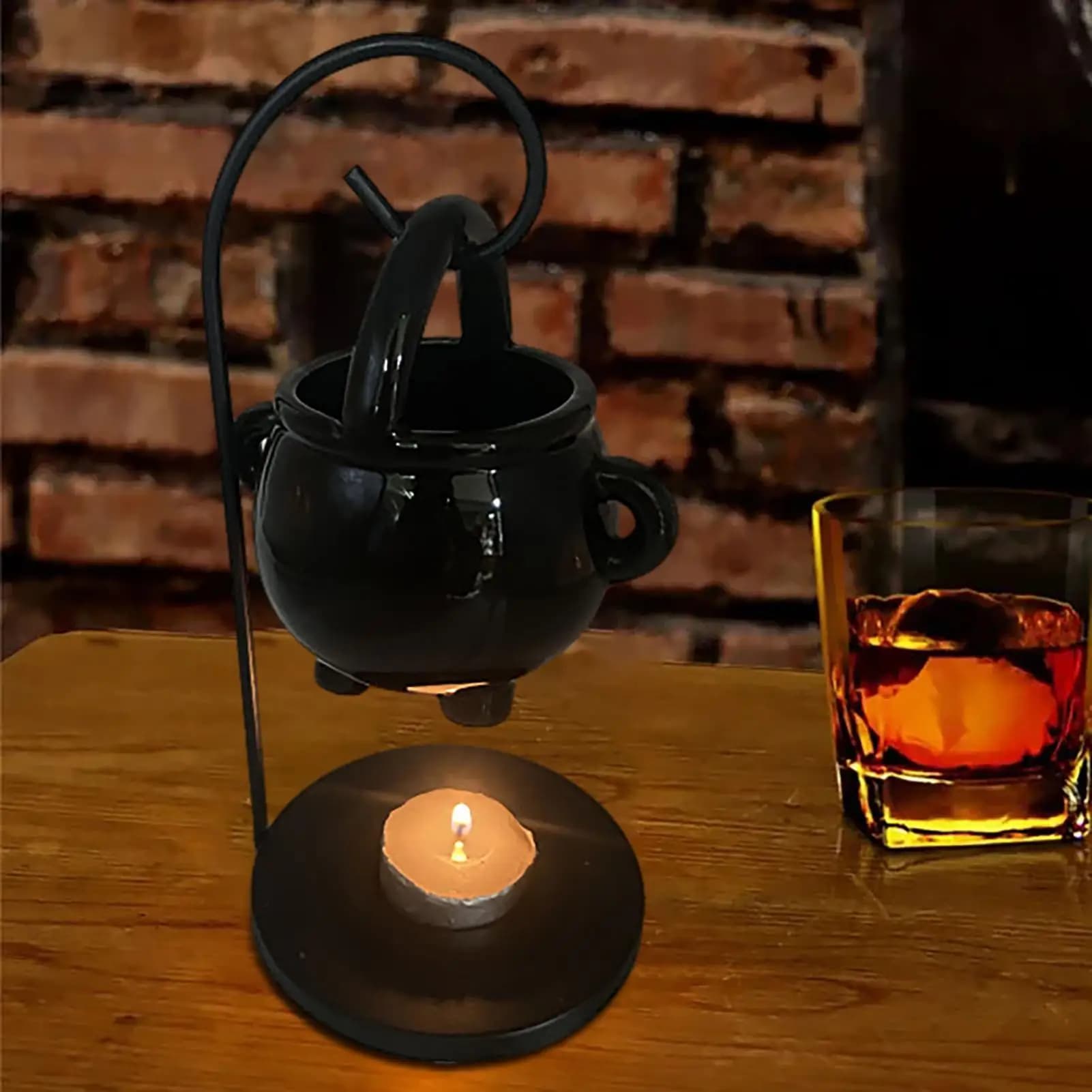 Brûleur à huile en forme de chaudron de sorcière suspendu, pot de chaudron de sorcière, porte-bougie, brûleur d'encens, diffuseur d'huiles essentielles pour la décoration de la maison