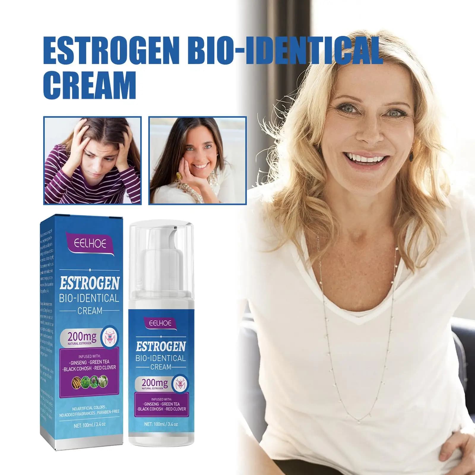 1/2 pièces crème de progesterone pour ménopause femme âgée d'âge moyen progesterones femmes équilibre hormonal ménopause Estrogen crème