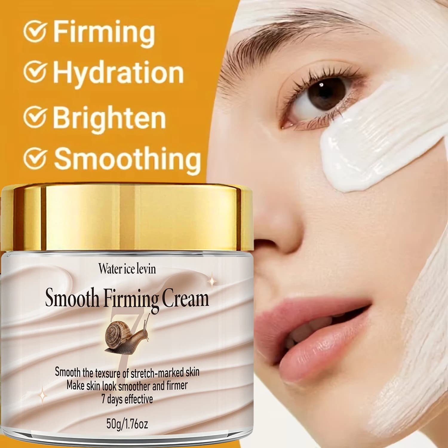 Crème raffermissante lissante. Utilisation pour le visage, le corps, les mains et les pieds. Lisse les vergetures. Raffermit la texture de la peau. Résultats visibles en 7 jours. 50g.