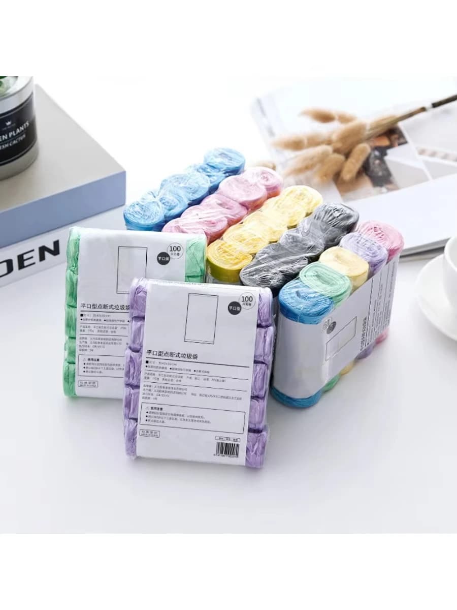 Sac poubelle Portable uni, 5 rouleaux/paquet, plusieurs couleurs, doublures de poubelles pour salle de bains, toilettes, chambre à coucher, toilettes de bureau
