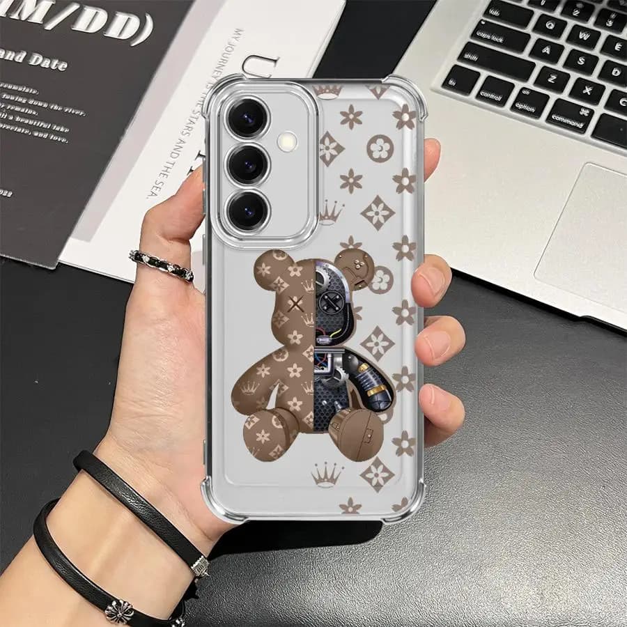 Étui de luxe R-Robots Bears pour Samsung Galaxy A16 A06 A73 A13 A15 A05 A23 A51 A12 A03 A07 A53 A54 A34 A33 A50 A14 A04 A24