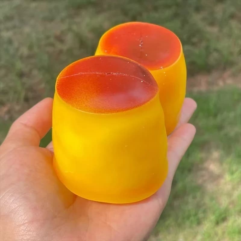 Jouet anti-stress en forme de pudding au caramel, sonore et croustillant, fait main, DIY, non-rétractable