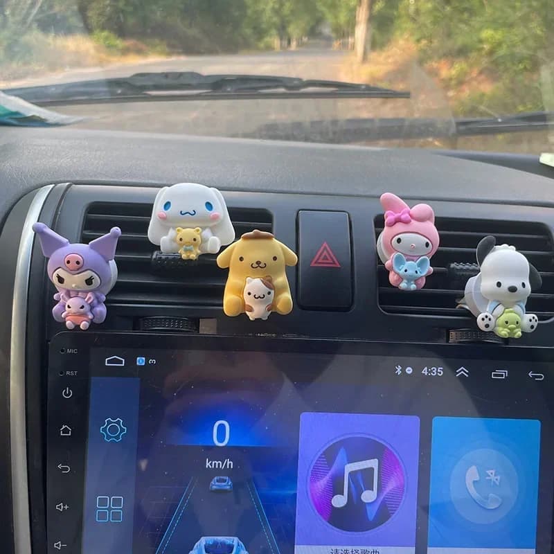 Diffuseur de parfum pour voiture Kuromi Cinnamoroll, décoration mignonne, aromathérapie Kawaii pour voiture avec Melody, Pompompurin, Pochacco