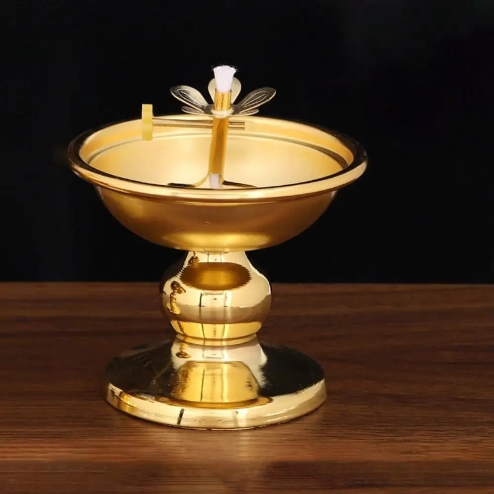 Lampe à pied en alliage antidérapant, support de lampe à beurre à jambes hautes, ornements de plat à huile réglables, salle de bouddha