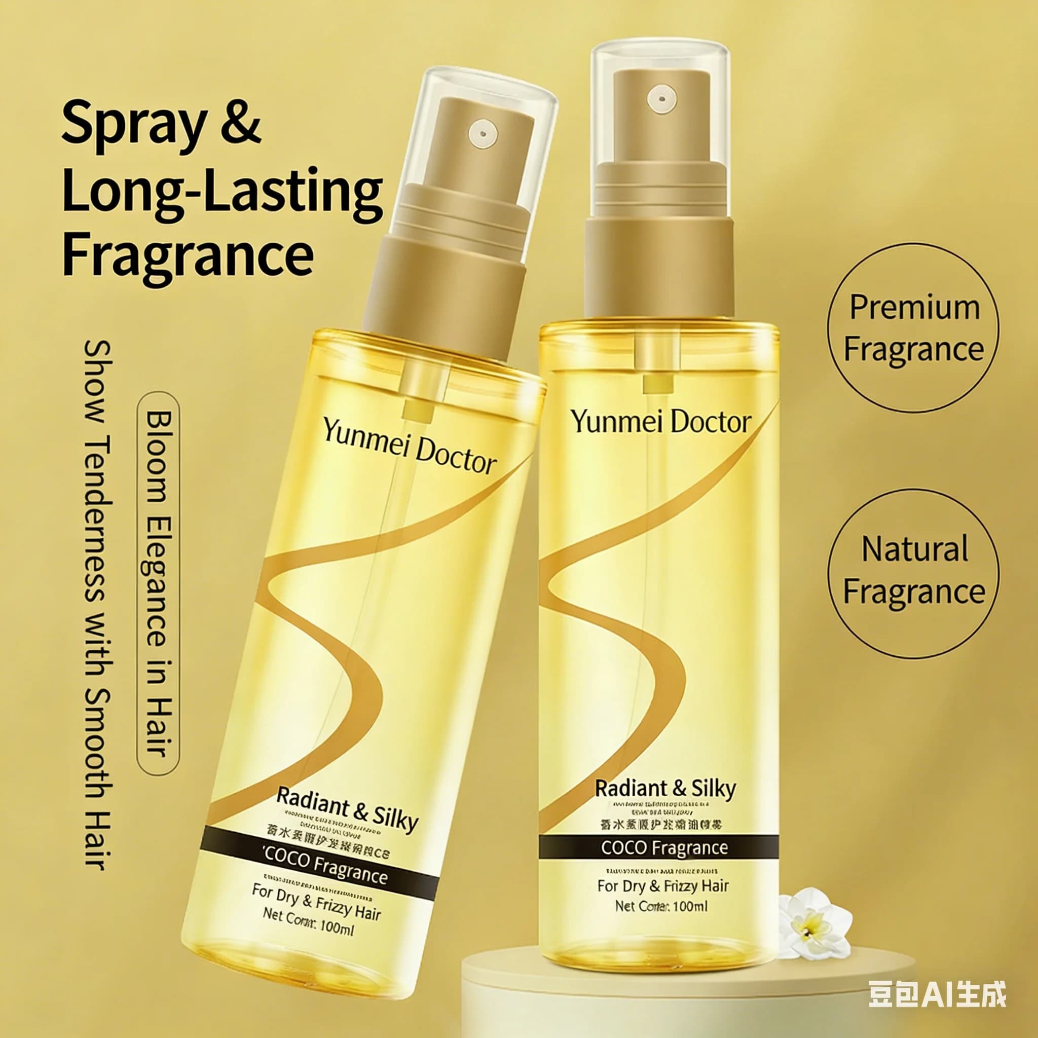Huile capillaire anti-frisottis en spray, huile capillaire parfumée, lissante, légère et non grasse pour cheveux colorés et abîmés par la permanente, Long-L