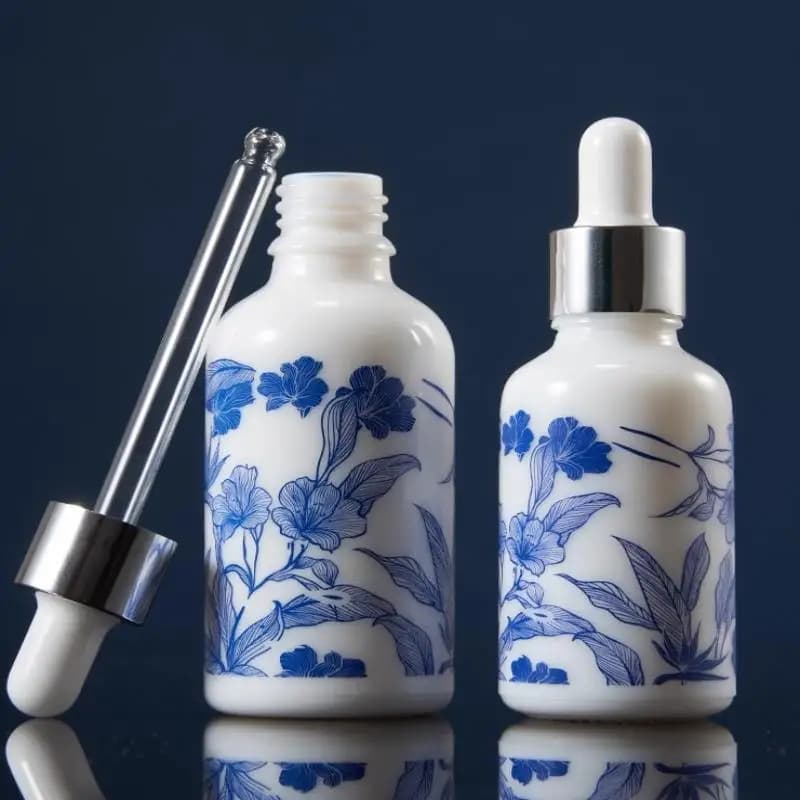Flacons compte-gouttes en céramique bleue et blanche de 10/15/30 ml pour huiles essentielles, étanches et conçus pour le voyage