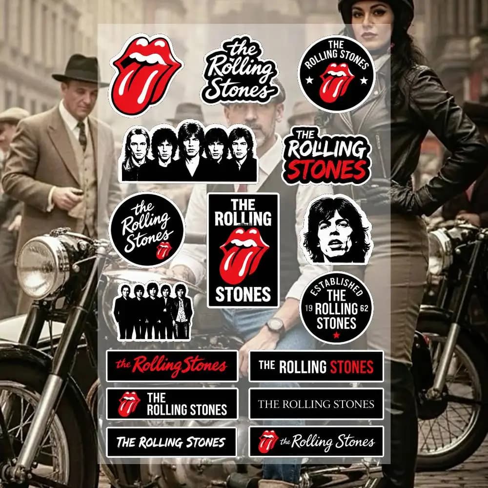 Autocollants en vinyle imperméables T-he Rolling S-T-oneS pour motos
