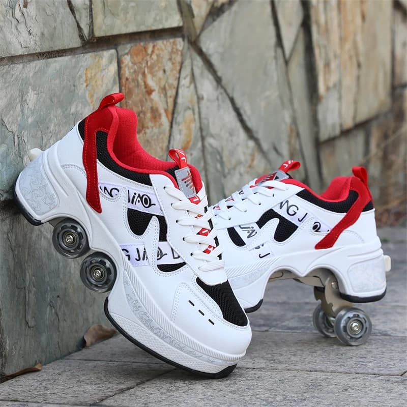 Chaussures de Parkour à déformation rétractable, 4 chaussures de patinage à roulettes pour enfants et adultes, baskets unisexes de rue, Fitness urbain, chaussures de patinage Quad