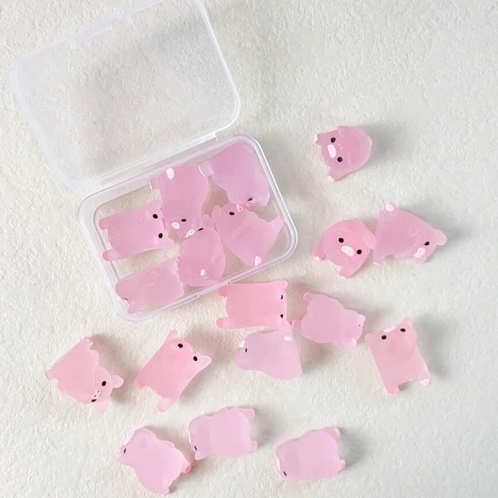 Boîte de 6/15/30/1 boîtes de cochon lumineux, Mini cochon rose créatif qui brille dans la nuit, Miniature pour jardin, paysage, décoration de la maison